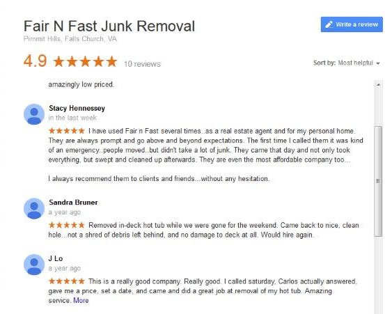 Junk Removal Testimonial