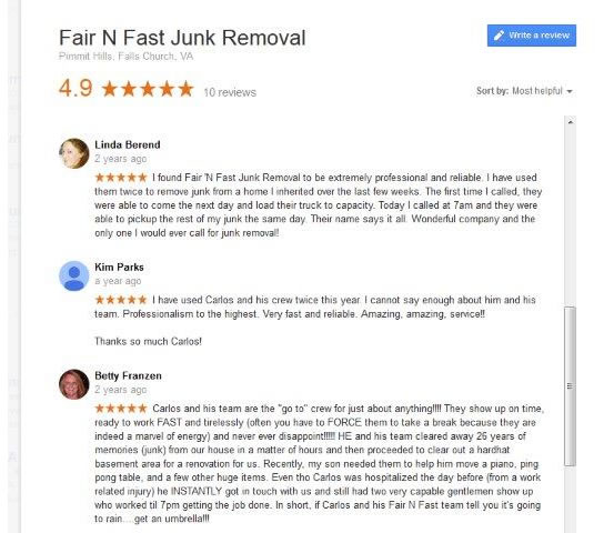 Junk Removal testimonial